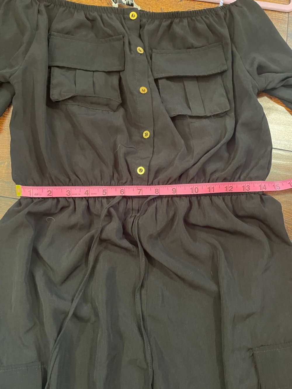 Women’s Black Long-Sleeve Utility Jumpsuit - Picture 7 of 7